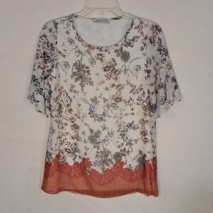 Hamilton Women's Size Large Floral Print Lace Blouse